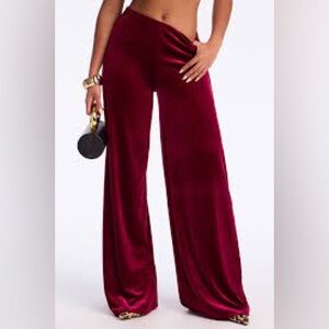 Naked Wardrobe Rich Burgundy Wide-Leg Pants